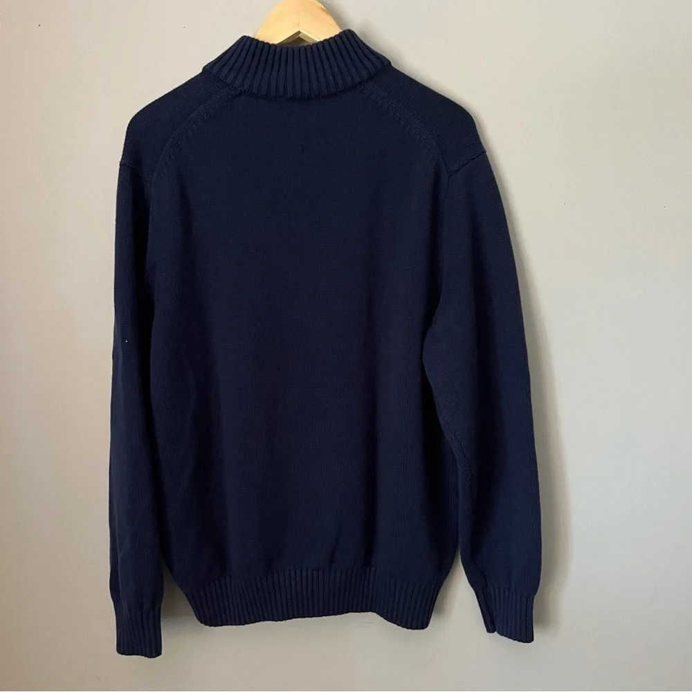 IZOD Navy Blue Fair Isle Quarter Zip Sweater Size Large